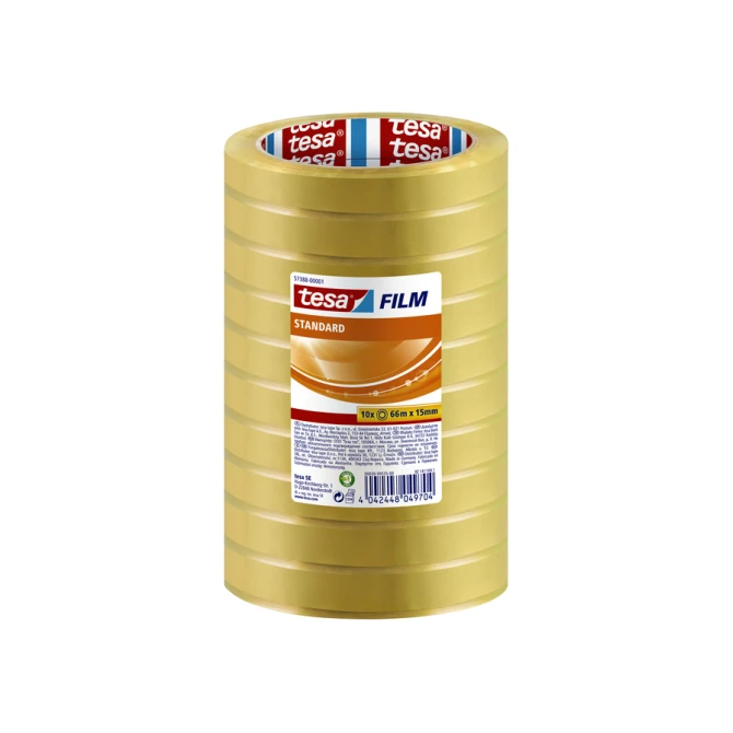 Plakband tesafilm® standaard 66mx15mm transparant 10 rollen