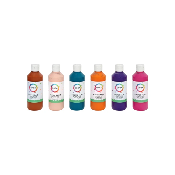 Plakkaatverf Qrea set à 6 fun kleuren 250ml