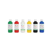 Plakkaatverf Qrea set à 6 standaard kleuren 250ml