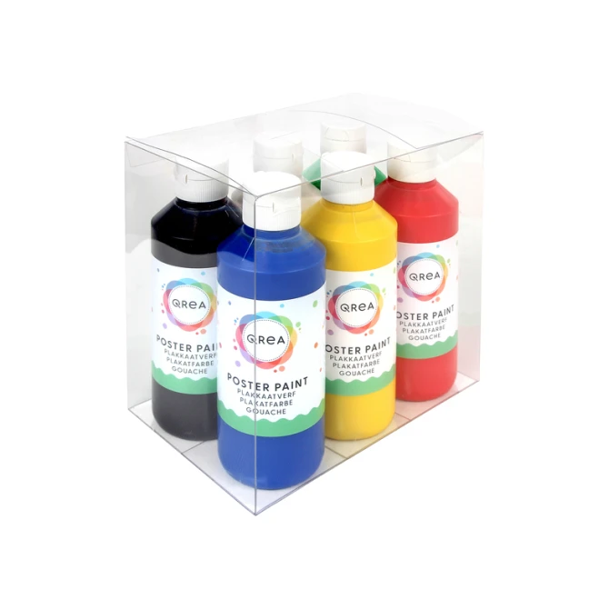 Plakkaatverf Qrea set à 6 standaard kleuren 250ml