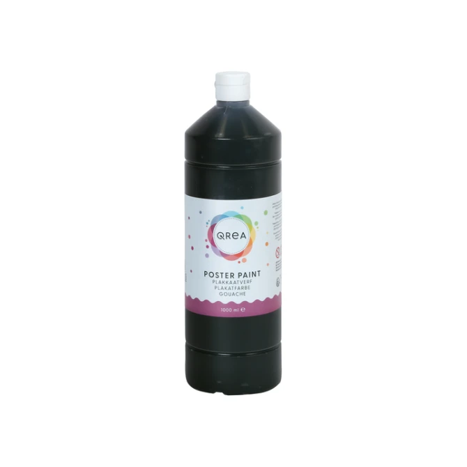 Plakkaatverf Qrea zwart 1000ml
