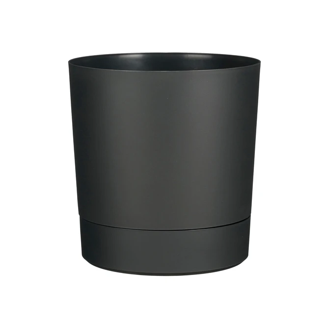Plantenpot Mica Coco met schotel rond hoogte 23,5 Ø22,5 cm antraciet