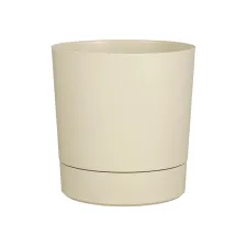 Plantenpot Mica Coco met schotel rond hoogte 23,5 Ø22,5 cm beige