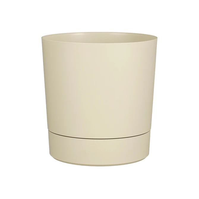 Plantenpot Mica Coco met schotel rond hoogte 23,5 Ø22,5 cm beige