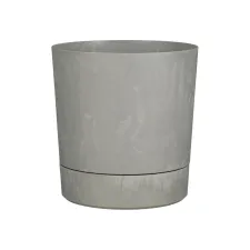 Plantenpot Mica Coco met schotel rond hoogte 23,5 Ø22,5 cm grijs