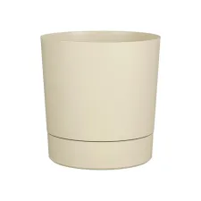 Plantenpot Mica Coco met schotel rond hoogte 29,5 Ø28 cm beige