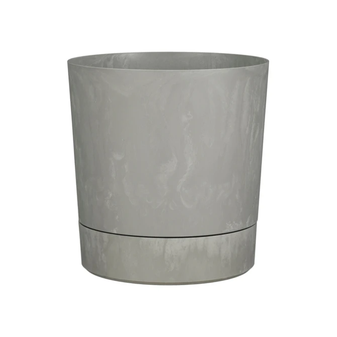 Plantenpot Mica Coco met schotel rond hoogte 29,5 Ø28 cm grijs