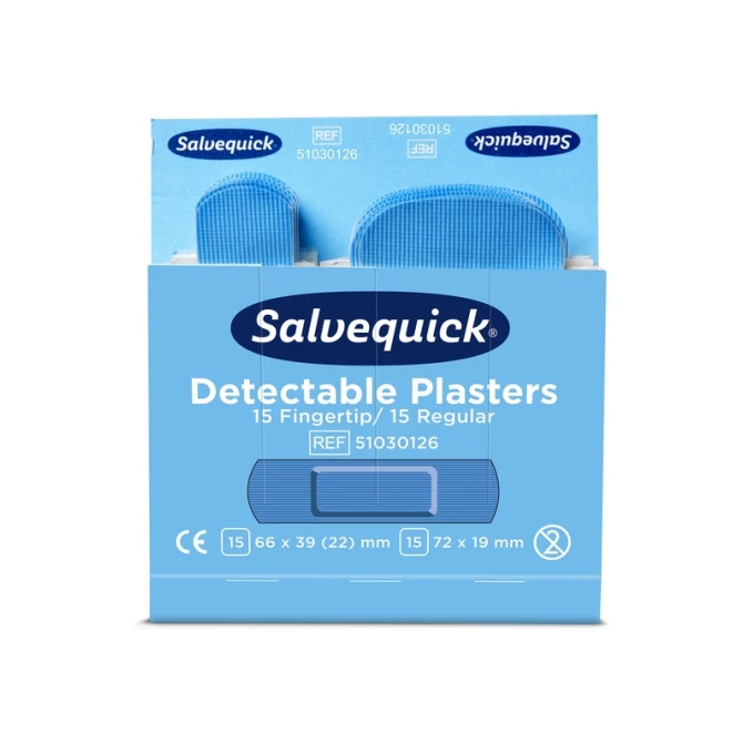 Pleisters Salvequick blauw detectabel mix 6x 30 stuks