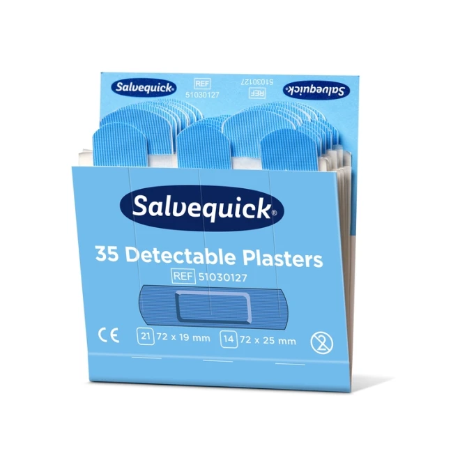 Pleisters Salvequick blauw detectabel refill 6x 35 stuks