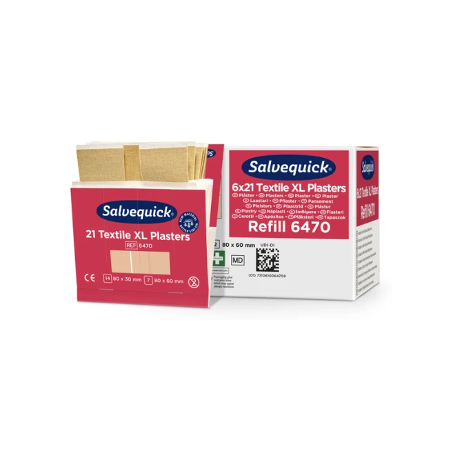 Pleisters Salvequick textiel extra groot 6x 21 stuks