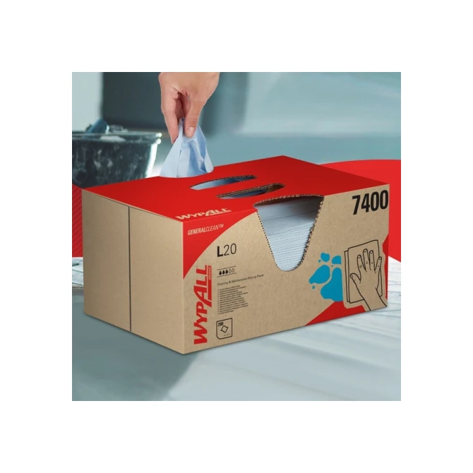 Poetsdoek WypAll L20 GeneralClean 420x330mm 280vel dispenserdoos blauw 7400