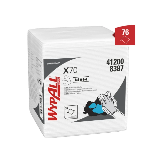 Poetsdoek WypAll X70 PowerClean 305x317mm 12x76vel wit 8387