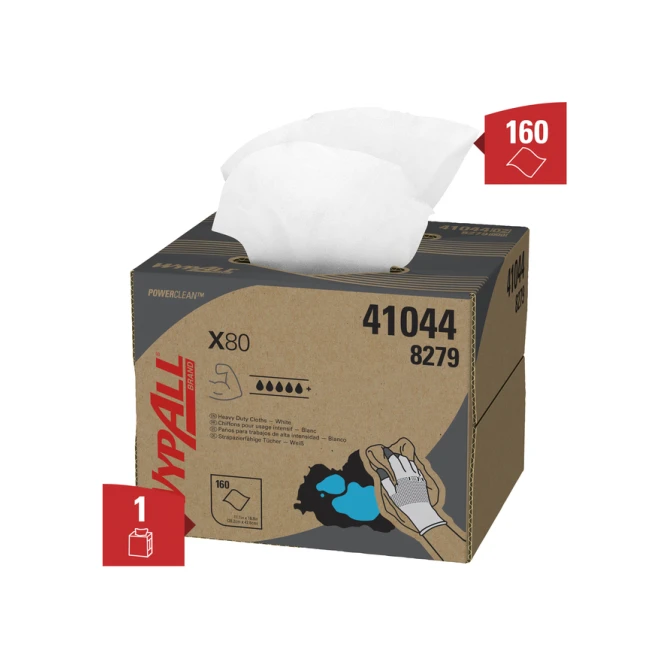 Poetsdoek WypAll X80 PowerClean 426x281mm 160vel dispenserdoos wit 8279