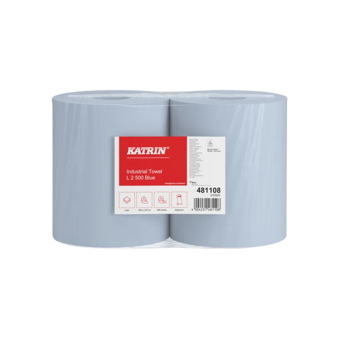Poetspapier Katrin Industrial groot 2-laags 500 vel blauw 481108