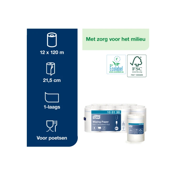 Poetspapier Tork M1 Advanced 1-laags 120m wit 100130