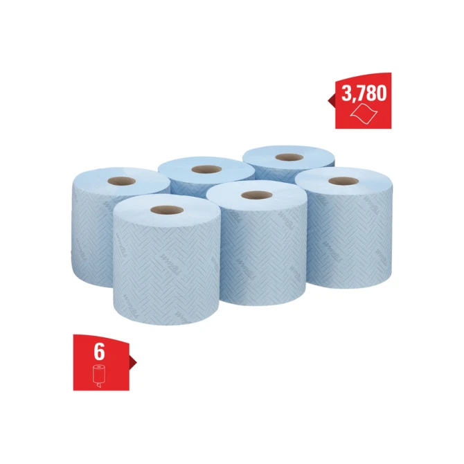 Poetspapier WypAll L10 1-laags 630 vel blauw 7494