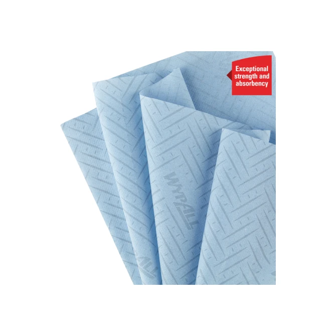 Poetspapier WypAll L10 1-laags 630 vel blauw 7494