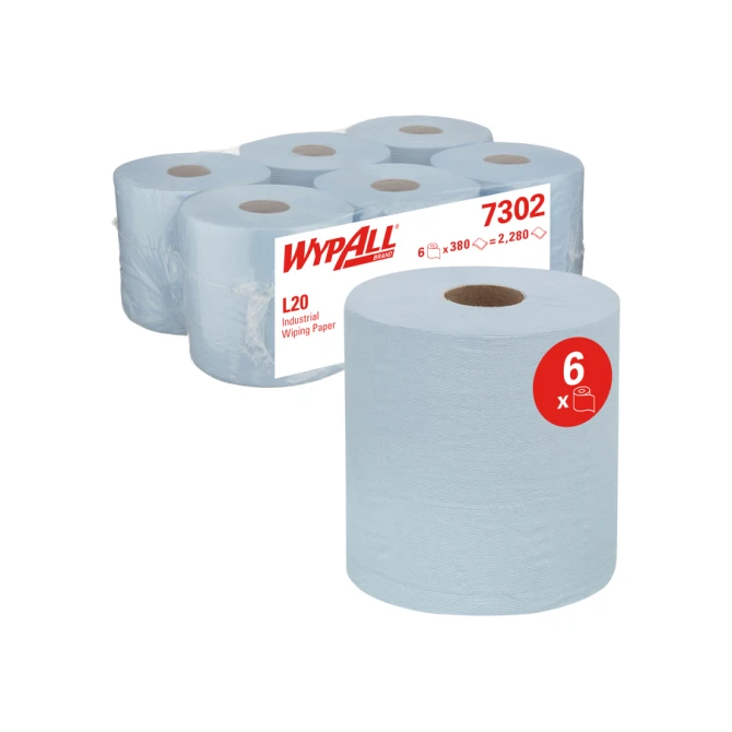 Poetspapier WypAll L20 2-laags 336 vel blauw 7302