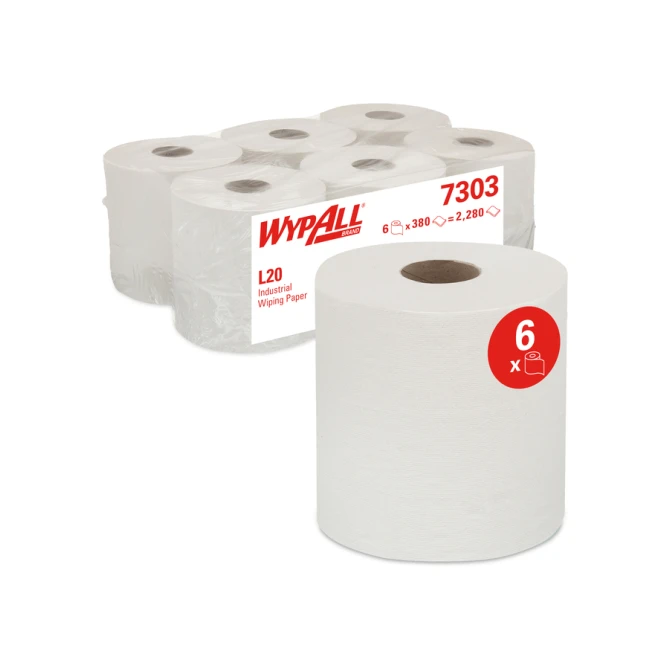 Poetspapier WypAll L20 2-laags 380 vel wit 7303