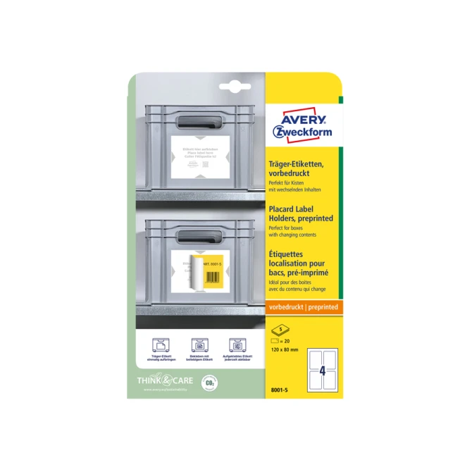 Positioneeretiket Avery Zweckform 8001 120x80mm bedrukt 20 etiketten
