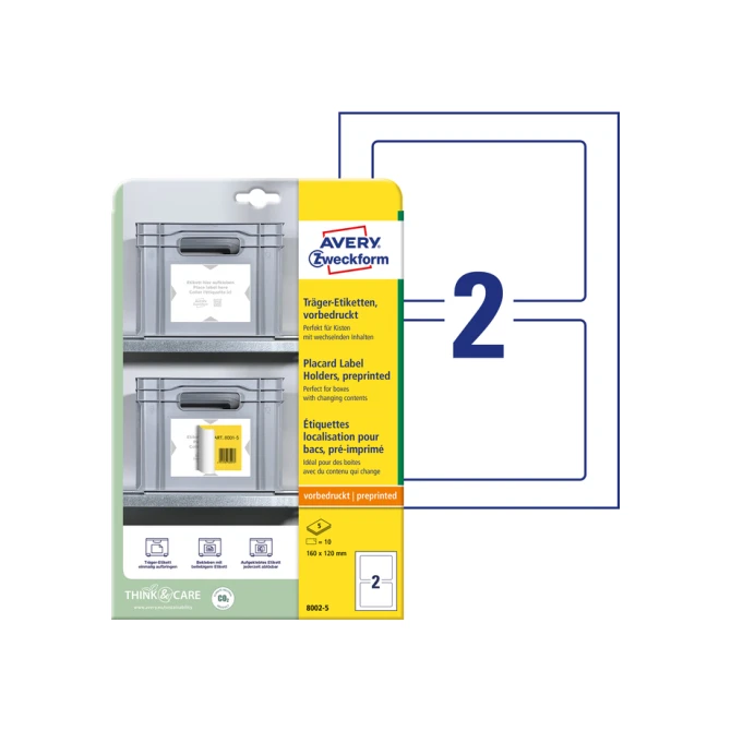 Positioneeretiket Avery Zweckform 8002 160x120mm bedrukt 10 etiketten