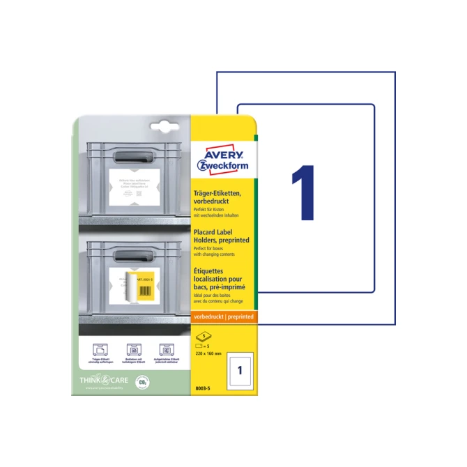 Positioneeretiket Avery Zweckform 8003 220x160mm bedrukt 5 etiketten