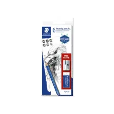 Potlodenset Staedtler Design Journey Lumograph met gratis gum en puntenslijper 6 stuks