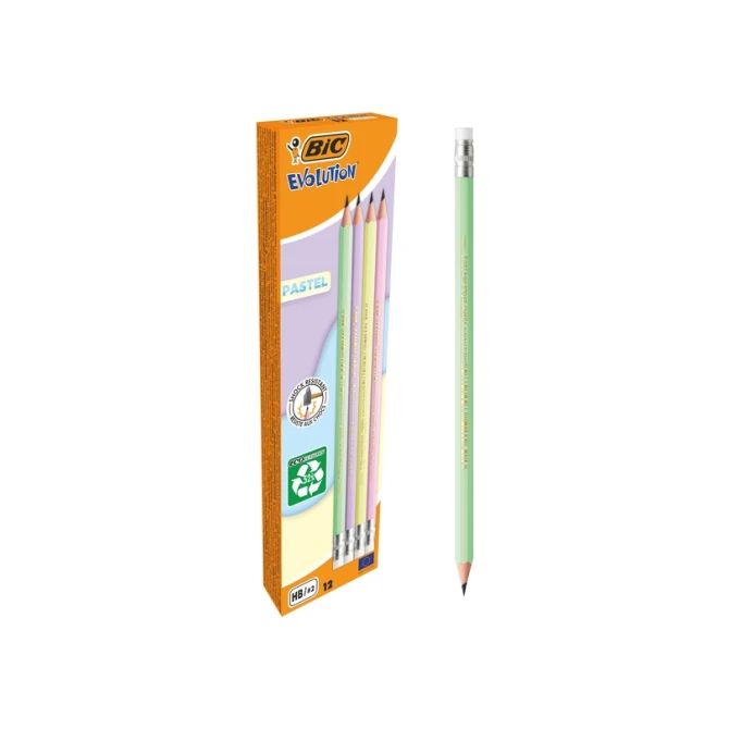 Potlood Bic HB met gom pastel assorti