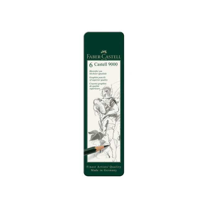 Potlood Faber-Castell 9000 6 hardheden in blik
