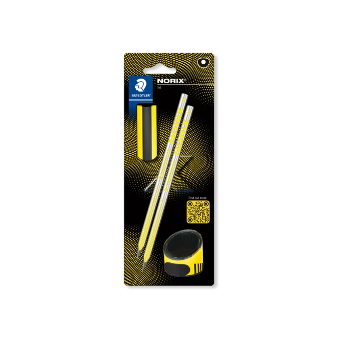 Potlood Staedtler Norix HB blister à 2 stuks zwart-geel