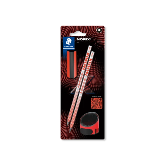 Potlood Staedtler Norix HB blister à 2 stuks zwart-koraal