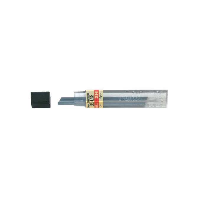 Potloodstift Pentel 2H 0.5mm zwart koker à 12 stuks