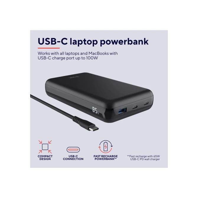 Powerbank Trust Laro laptop 100W