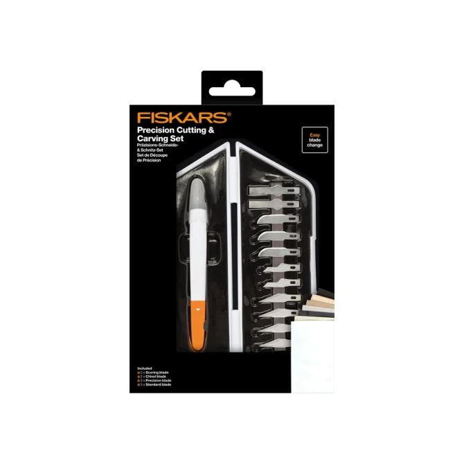 Precisiemes Fiskars Medium Duty set à 12 mesbladen wit