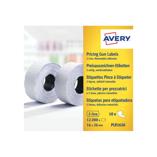 Prijsetiket Avery PLR1626 16x26mm afneembaar wit