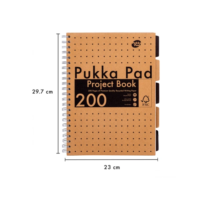 Projectboek Pukka Pad Kraft A4 lijn 5-tabs 200 pagina's 80gr
