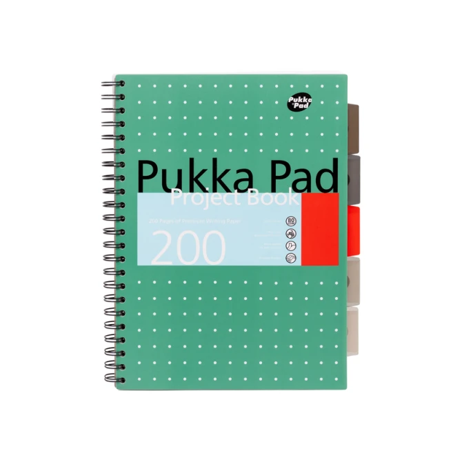 Projectboek Pukka Pad Metallic A4 lijn 5-tabs 200 pagina's 80gr groen
