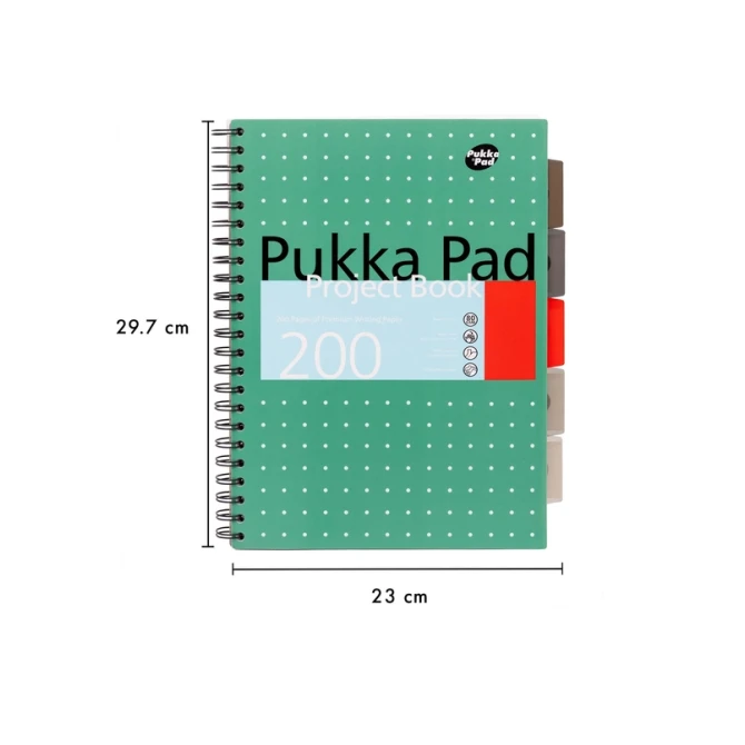 Projectboek Pukka Pad Metallic A4 lijn 5-tabs 200 pagina's 80gr groen