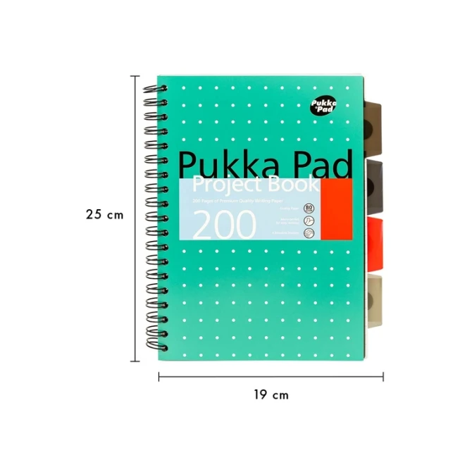 Projectboek Pukka Pad Metallic B5 lijn 4-tabs 200 pagina's 80gr groen