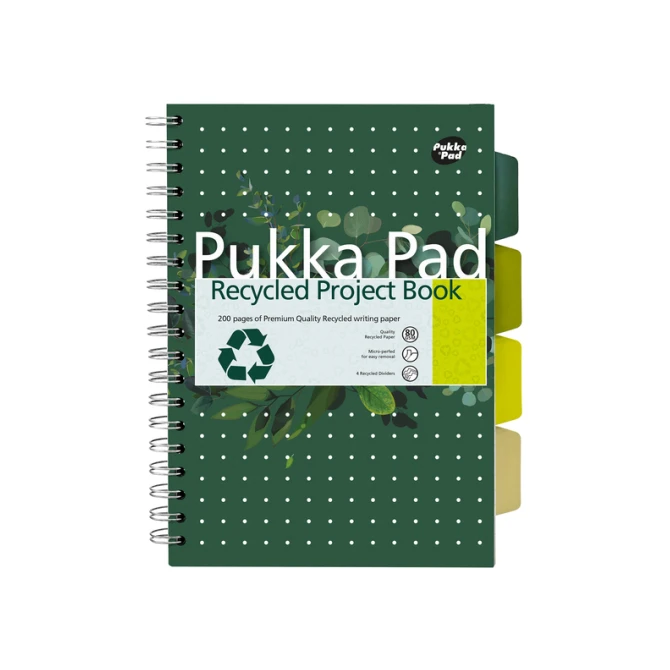 Projectboek Pukka Pad Recycled B5 lijn 4-tabs 200 pagina's 80gr groen