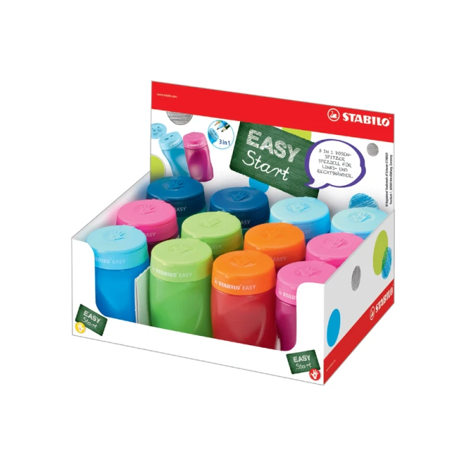 Puntenslijper STABILO Easy 4500 3 in 1 assorti in rechts- en linkshandig en in kleur