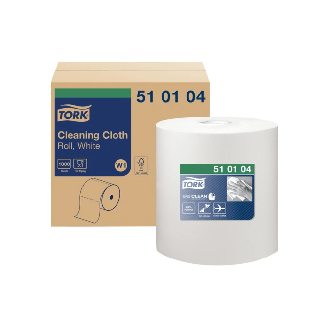 Reinigingsdoek Tork W1 Premium 1-laags 380m wit 510104