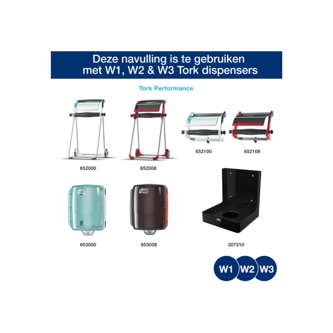 Reinigingsdoek Tork W1-W2-W3 Premium Heavy-Duty 1-laags 280 vel blauw 530237
