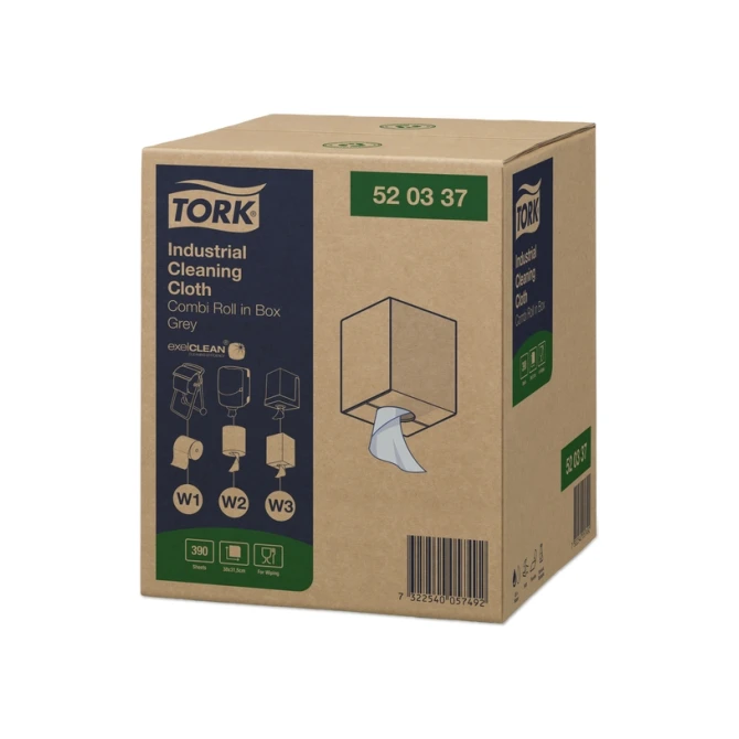 Reinigingsdoek Tork W1-W2-W3 Premium Industrial 1-laags 390 vel grijs 520337