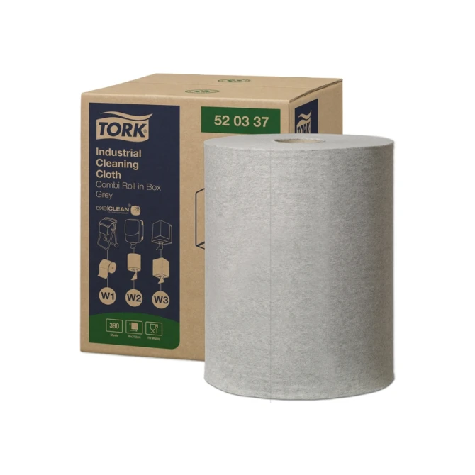 Reinigingsdoek Tork W1-W2-W3 Premium Industrial 1-laags 390 vel grijs 520337