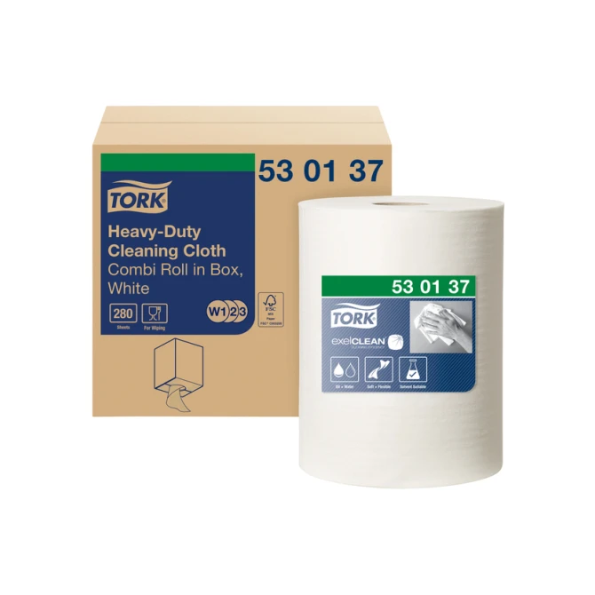 Reinigingsdoek Tork W2 Premium Heavy-Duty 1-laags 106m wit 530137
