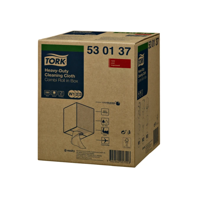 Reinigingsdoek Tork W2 Premium Heavy-Duty 1-laags 106m wit 530137