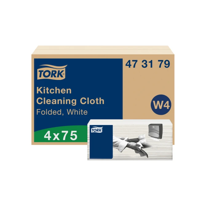 Reinigingsdoek Tork W4 Premium gevouwen 1-laags 4x75 vel wit 473179