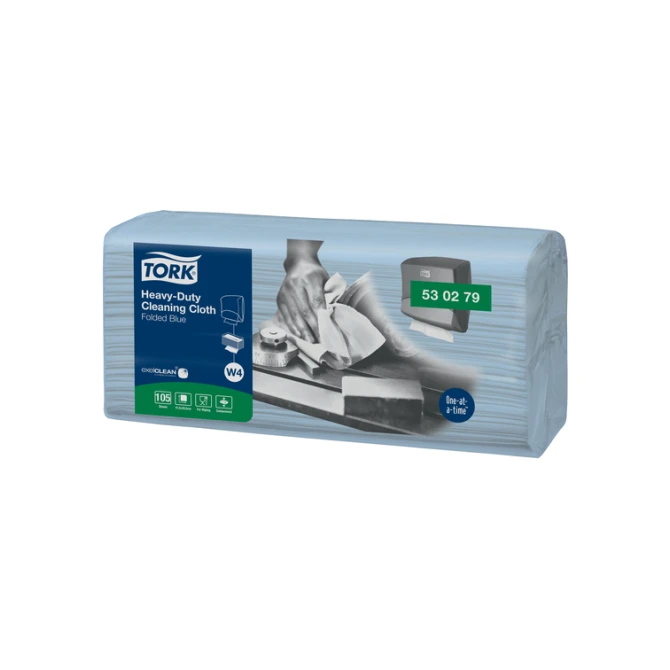 Reinigingsdoek Tork W4 Premium Heavy-Duty gevouwen 1-laags 4x105 vel blauw 530279