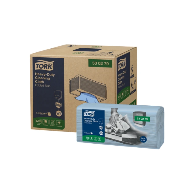 Reinigingsdoek Tork W4 Premium Heavy-Duty gevouwen 1-laags 4x105 vel blauw 530279